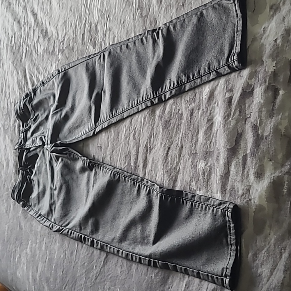 Women's blacks stretchy straight leg Pants. Shiny faux leather